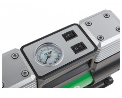 Компрессор автомобильный ECO AE-028-2 (12 В, 280 Вт, 70 л/мин, 2 цилиндра, 10 бар (манометр 7 бар), фонарь, сумка) (AE-028-2)-foto4