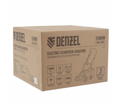 Скарификатор-аэратор электрический SAE-1500, 1500 Вт, -11/+5 см, 32 cм Denzel