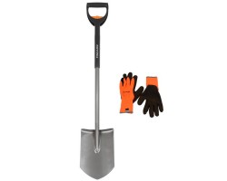Лопата садовая телескопическая +перчатки Fiskars