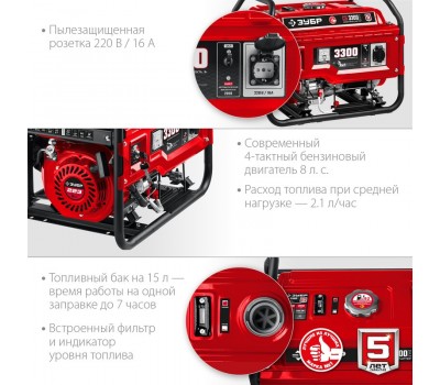 Генератор бензиновый ЗУБР СБ-3300Е