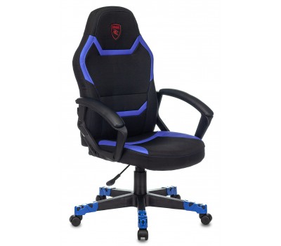 Кресло игровое Zombie 10 черный/синий текстиль/эко.кожа крестовина пластик