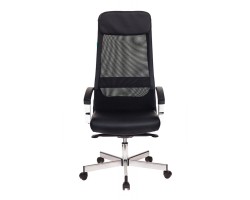 Кресло руководителя Бюрократ T-995SL черный TW-01 эко.кожа/сетка с подголов. крестовина металл серебристый-foto2