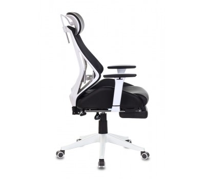 Кресло игровое Бюрократ CH-W770 черный искусст.кожа/сетка с подголов. крестовина пластик подст.для ног пластик белый