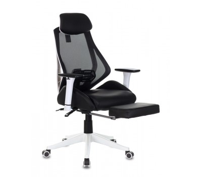 Кресло игровое Бюрократ CH-W770 черный искусст.кожа/сетка с подголов. крестовина пластик подст.для ног пластик белый