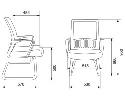 Кресло Бюрократ MC-209 темно-серый TW-04 сиденье черный TW-11 сетка/ткань полозья металл хром-foto5