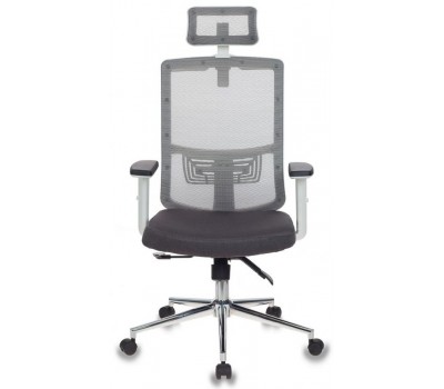 Кресло руководителя Бюрократ MC-W612-H серый BM-10 Bahama сетка/ткань крестовина хром (пластик белый)