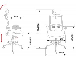 Кресло руководителя Бюрократ MC-W612-H серый BM-10 Bahama сетка/ткань крестовина хром (пластик белый)-foto5