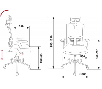 Кресло руководителя Бюрократ MC-W612-H серый BM-10 Bahama сетка/ткань крестовина хром (пластик белый)