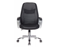 Кресло руководителя Бюрократ T-9910N черный искусственная кожа (пластик серебро)-foto2