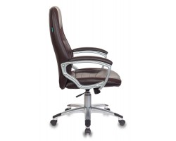 Кресло руководителя Бюрократ T-9910N коричневый искусственная кожа (пластик серебро)-foto3