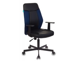 Кресло Бюрократ CH-606 черный/синий искусст.кожа/ткань крестовина металл