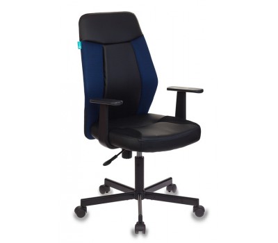 Кресло Бюрократ CH-606 черный/синий искусст.кожа/ткань крестовина металл Кресло Бюрократ CH-606 черный/синий искусст.кожа/ткань крестовина металл