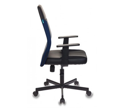 Кресло Бюрократ CH-606 черный/синий искусст.кожа/ткань крестовина металл Кресло Бюрократ CH-606 черный/синий искусст.кожа/ткань крестовина металл