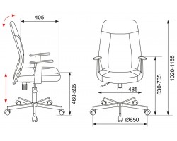 Кресло Бюрократ CH-606 черный/синий искусст.кожа/ткань крестовина металл-foto5
