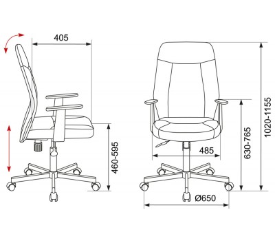 Кресло Бюрократ CH-606 черный/синий искусст.кожа/ткань крестовина металл Кресло Бюрократ CH-606 черный/синий искусст.кожа/ткань крестовина металл