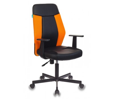 Кресло Бюрократ CH-606 черный/оранжевый искусст.кожа/ткань крестовина металл