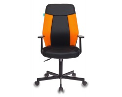 Кресло Бюрократ CH-606 черный/оранжевый искусст.кожа/ткань крестовина металл-foto2