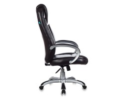 Кресло руководителя Бюрократ T-9923 темно-коричневый Lincoln 221 искусственная кожа (пластик серебро)-foto3