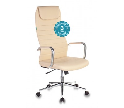 Кресло руководителя Бюрократ KB-9N/ECO бежевый эко.кожа с подголов. крестовина металл хром Кресло руководителя Бюрократ KB-9N/ECO бежевый эко.кожа с подголов. крестовина металл хром