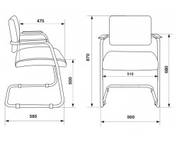 Кресло Бюрократ CH-271N-V черный Leather Black искусственная кожа полозья металлик-foto5