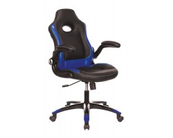 Кресло игровое Zombie VIKING-1N черный/синий эко.кожа крестовина пластик