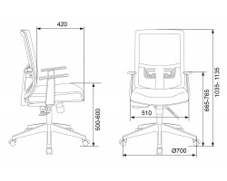 Кресло Бюрократ MC-611T черный TW-01 26-28 сетка/ткань крестовина пластик-foto5