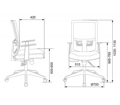 Кресло Бюрократ MC-611T черный TW-01 26-28 сетка/ткань крестовина пластик