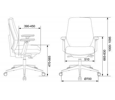 Кресло Бюрократ CH-545 черный 26-B01 крестовина алюминий Кресло Бюрократ CH-545 черный 26-B01 крестовина алюминий