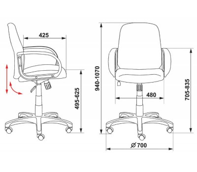 Кресло Бюрократ CH-808AXSN-Low низкая спинка черный 10-11