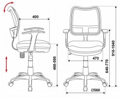 Кресло детское Бюрократ CH-W797 спинка сетка салатовый сиденье зеленый кактусы Cactus-Gn сетка/ткань (пластик белый)-foto4