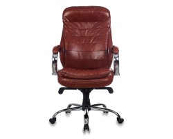 Кресло руководителя Бюрократ T-9950AXSN сиденье коричневый кожа/кожзам крестовина хром-foto2