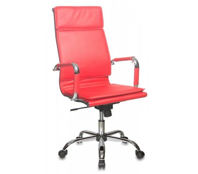 Кресло руководителя Бюрократ CH-993 красный эко.кожа крестовина металл хром