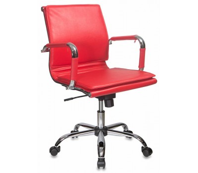 Кресло руководителя Бюрократ Ch-993-Low красный эко.кожа низк.спин. крестовина металл хром