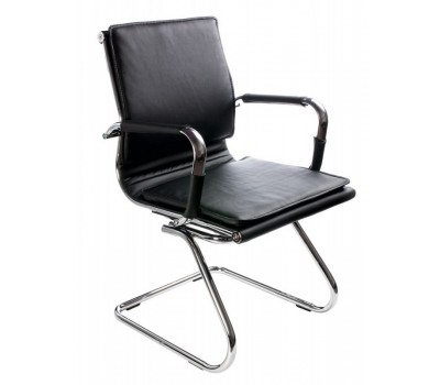 Кресло Бюрократ Ch-993-Low-V черный эко.кожа низк.спин. полозья металл хром