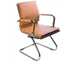 Кресло Бюрократ Ch-993-Low-V светло-коричневый эко.кожа низк.спин. полозья металл хром