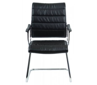 Кресло Бюрократ Ch-994AV черный искусственная кожа низк.спин. полозья металл хром