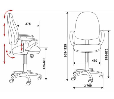 Кресло Бюрократ T-612AXSN серый JP-15-1 крестовина пластик