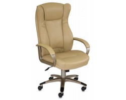 Кресло руководителя Бюрократ CH-879 бежевый искусственная кожа (пластик золото)