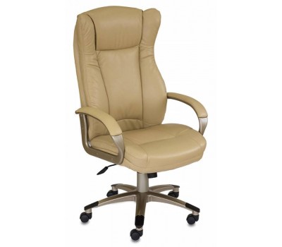 Кресло руководителя Бюрократ CH-879 бежевый искусственная кожа (пластик золото)