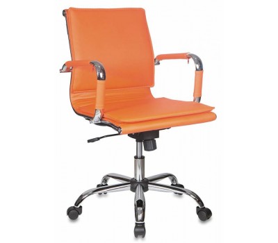 Кресло руководителя Бюрократ CH-993-Low оранжевый эко.кожа низк.спин. крестовина металл хром