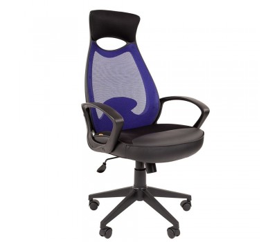 Кресло руководителя CHAIRMAN CH 840 black синее