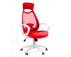 Кресло для руководителя CHAIRMAN CH 840 white красное