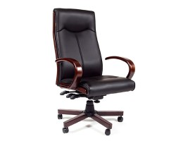 Кресло кожаное для руководителя  CHAIRMAN 411 черное