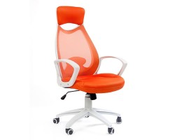 Кресло для руководителя CHAIRMAN CH 840 white оранжевое