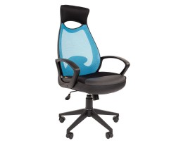 Кресло руководителяCHAIRMAN CH 840 black голубое