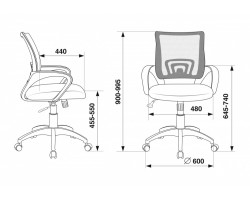 Кресло Бюрократ CH-695N красный TW-35N сиденье черный TW-11 сетка/ткань крестовина пластик-foto5