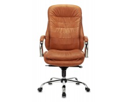 Кресло руководителя Бюрократ T-9950 рыжий Leather Ontano кожа крестовина металл хром-foto2