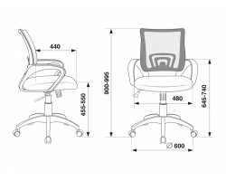 Кресло Бюрократ CH-695N темно-серый TW-04 сиденье черный TW-11 сетка/ткань крестовина пластик-foto4