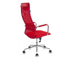 Кресло руководителя Бюрократ KB-9N красный TW-35N TW-97N сетка/ткань с подголов. крестовина металл хром-foto4