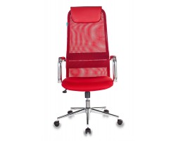 Кресло руководителя Бюрократ KB-9N красный TW-35N TW-97N сетка/ткань с подголов. крестовина металл хром-foto2